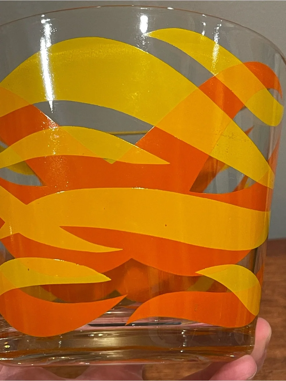 READ STARLYTE Mid Century Modern MCM Glass Ice Bucket 5” Orange Yellow